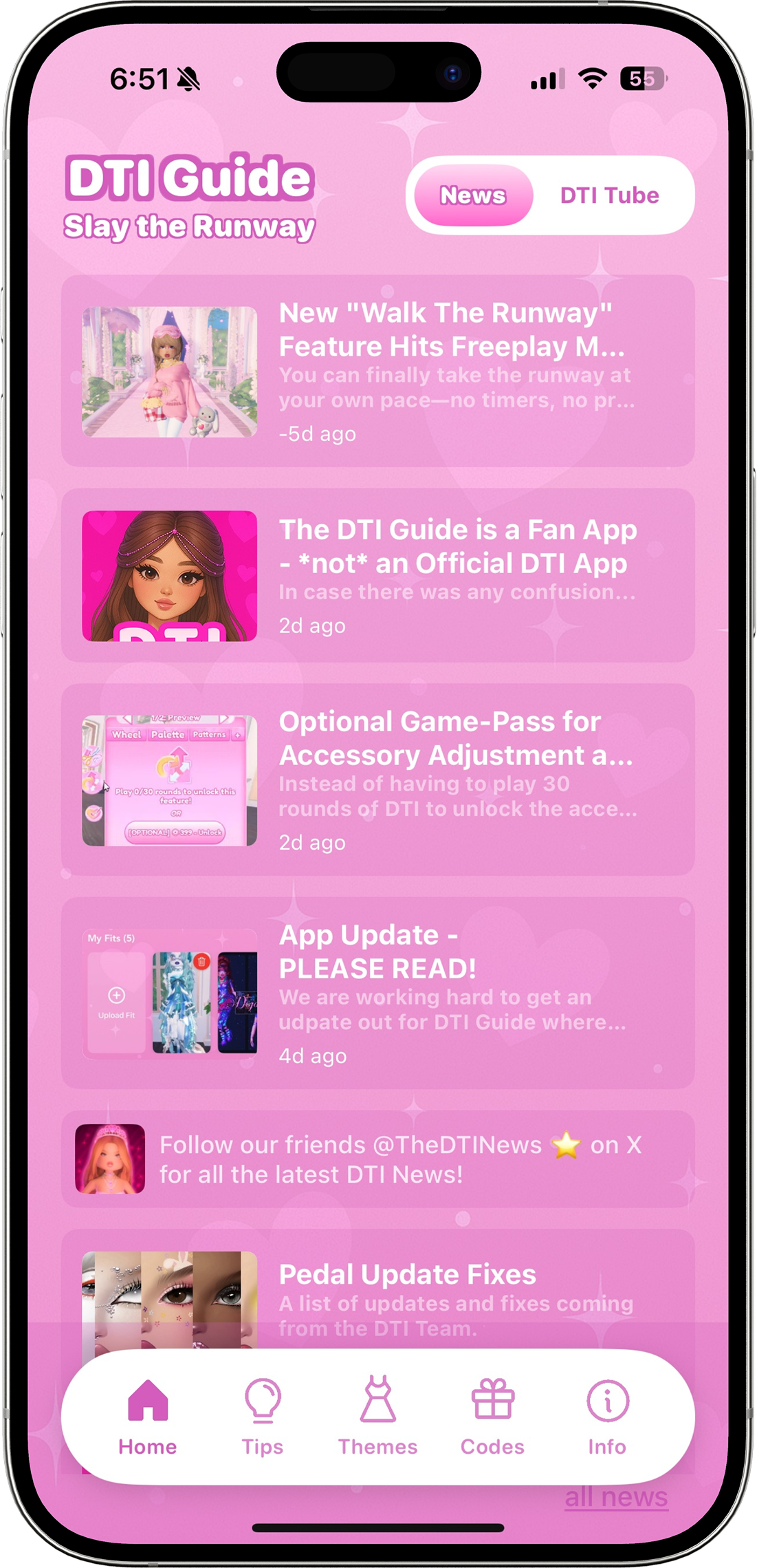 Image of DTI Guide App opened on an iPhone